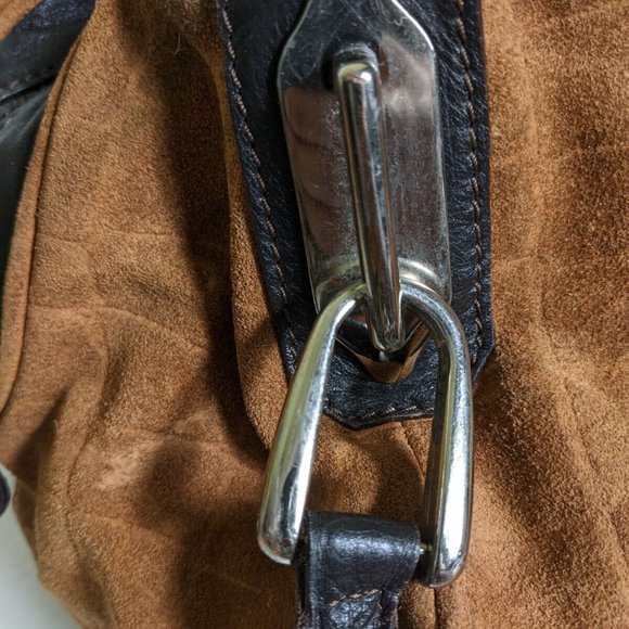 Innue Brown Suede Leather Carryall Hobo Oversized Bag Large Purse Lizard Print - Picture 9 of 11